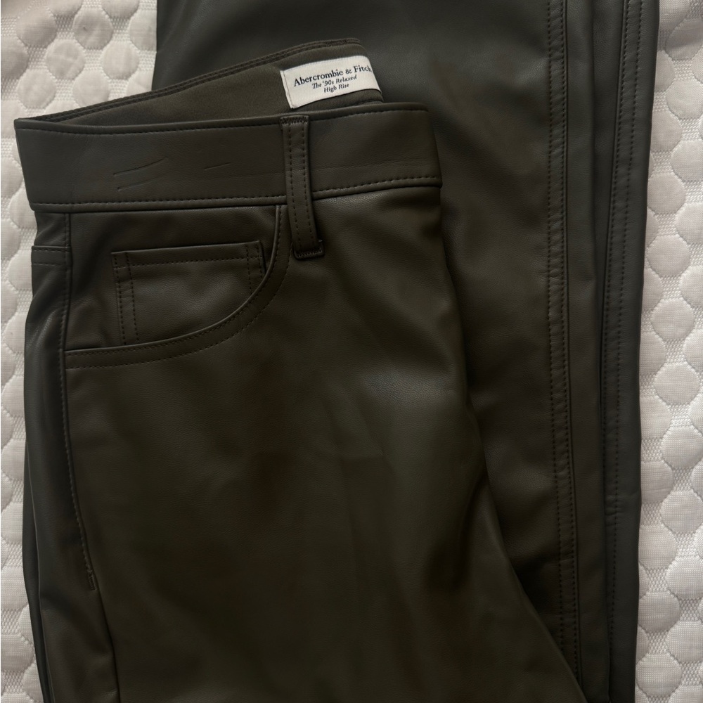 Abercrombie & Fitch Dark Green Faux Leather Pants